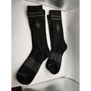 Bombas Black Performance Socks Men's Crew Style Honeycomb Grip Logo Detail